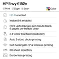 thumbnail image 3 of Open Box HP Envy 6152e Wireless All-in-One Color Photo Inkjet Printer, Scanner, Copier, 3mos FREE Instant Ink, 3 of 20