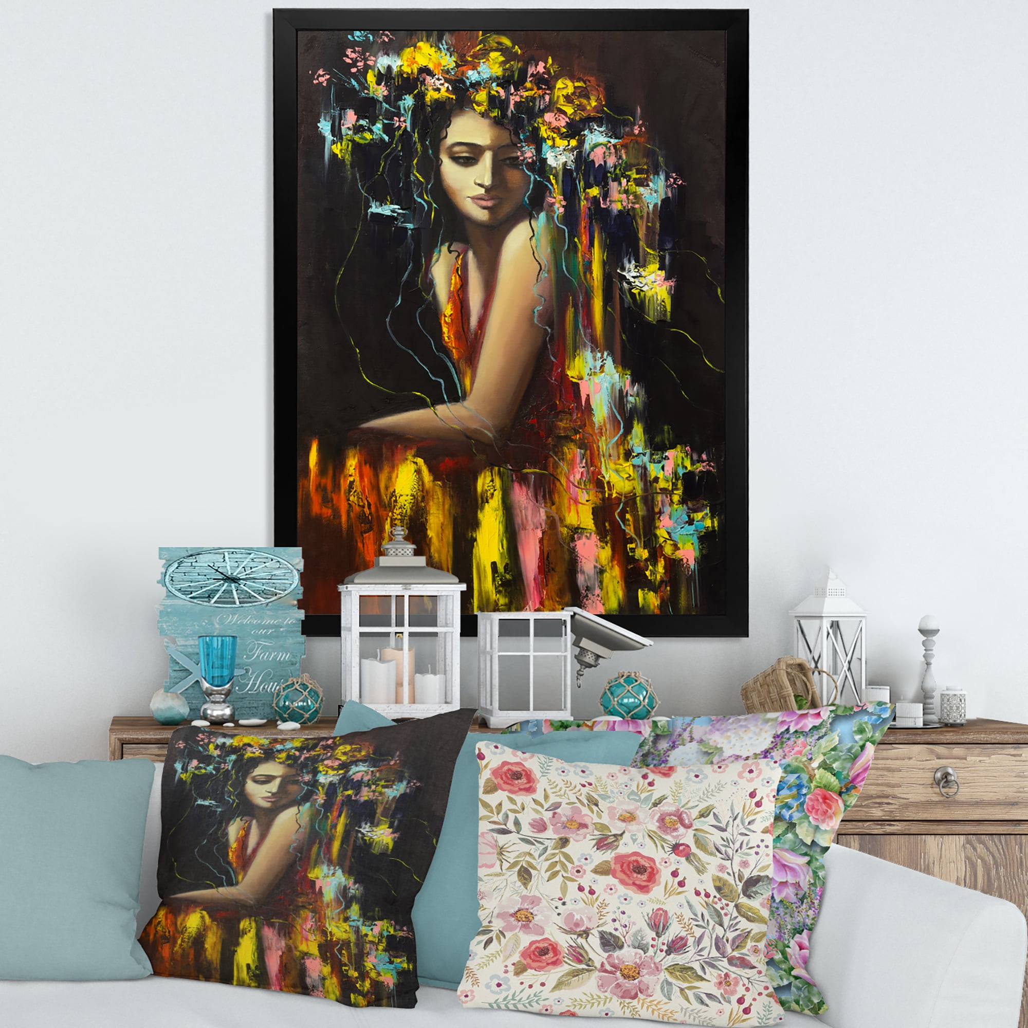 Designart 'Modern Portrait Of A Young Girl' Modern Framed Art Print