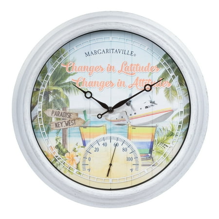 La Crosse 433-3841MV1T 15.75 inch Indoor/Outdoor Quartz Wall Clock w/Temp - Changes in Latitudes