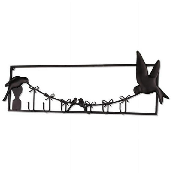 Plastec Birds and Bows Rustic Brown Metal Wall Sculpture with Hooks