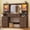 Rustic Brown, variant on ANPOO 60" Farmhouse Vanity Desk with Outlet, Mirror Lights, Tempered Glass Top, Big Makeup Vanity Table with 2 RGB Glass Cabinets, 60000-color LED Lights, Wood Makeup Desk for Women, Girls, Brown