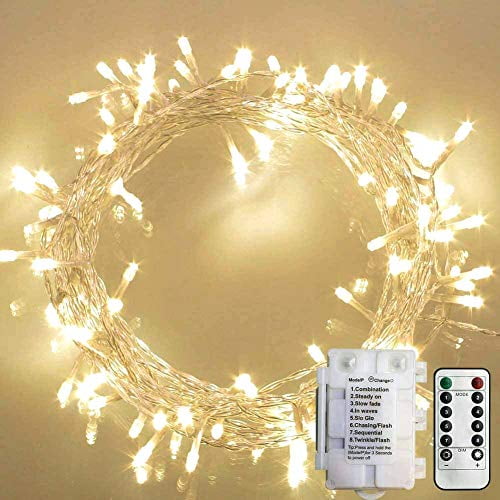 Remote and Timer 8 Modes, Dimmabl.. 36ft 100 LED Outdoor Battery Fairy Lights 
