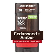Every Man Jack Men’s Cedarwood Amber Antiperspirant Deodorant - Stay Fresh with Antiperspirant Men’s Deodorant - Odor Crushing, Long Lasting, Plant-Based, and No Harsh Chemicals - 2.6 oz