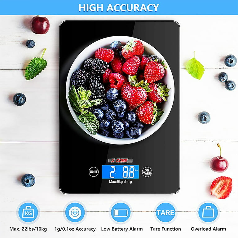  Nicewell Food Scale, 22lb Digital Kitchen Stainless Steel Scale  Weight Grams and oz for Cooking Baking, 1g/0.1oz Precise  Graduation,Tempered Glass: Home & Kitchen