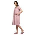 thumbnail image 2 of Moomaya Nightwear For Women Solid Cotton Nightdress Knee Length Sleepwear, 2 of 6