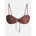 thumbnail image 6 of No Boundaries Polka Dot Tie Front Bandeau Bikini Top, Women's XXS-XXL, 6 of 6