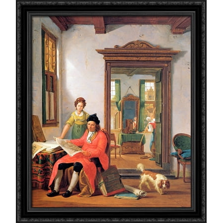 UPC 607083000028 product image for Contemplation of a drawing 28x32 Large Black Ornate Wood Framed Canvas Art by Ab | upcitemdb.com