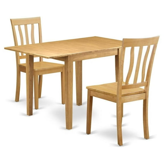 Pemberly Row 3-piece Dining Set with Wood Seat in Oak
