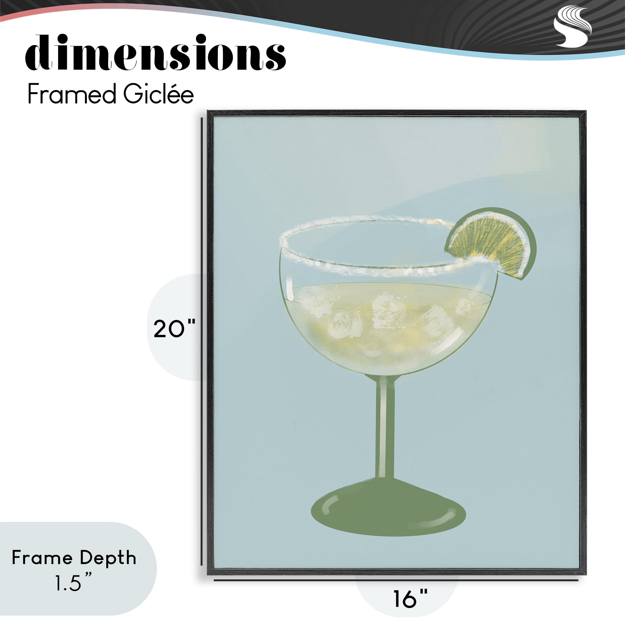 Stupell Industries Margarita Glass over Blue Black Framed Giclee Art, design by Robin Maria