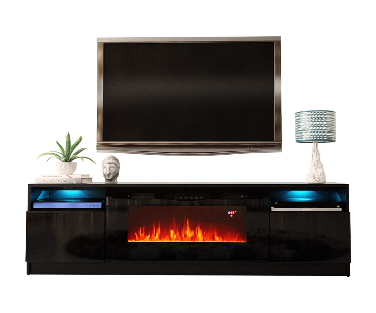 York 02 Electric Fireplace Modern 79" TV Stand - Walmart ...