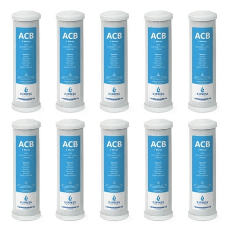 - Express Water – 10 Pack Activated Carbon Block ACB Water Filter Replacement – 5 Micron, 10 inch Filter – Under Sink and Reverse Osmosis System