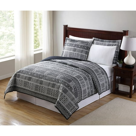 - Mainstays Global Black and White Quilt, Queen