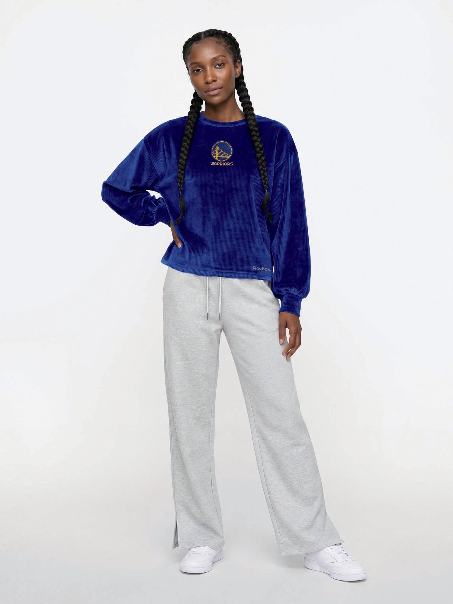 Golden State Warriors Reebok Womens Crew Neck Pullover with Balloon Sleeves