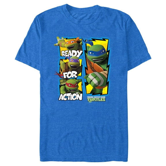 Men's Teenage Mutant Ninja Turtles Ready for Action Graphic Tee Royal Blue Heather 3X Large