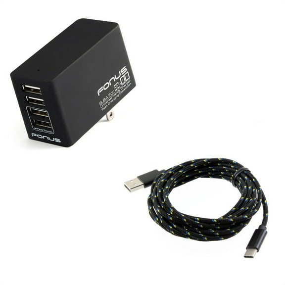 34W Home Charger w Type-C 10ft USB Cable M7G for Acer Liquid Jade Primo - Alcatel PulseMix, 7, Idol 5S 5 4S - ASUS Zenfone V Live, ROG Phone, AR 6 5z 4 Pro - Blackberry Motion, Key2, KEYone