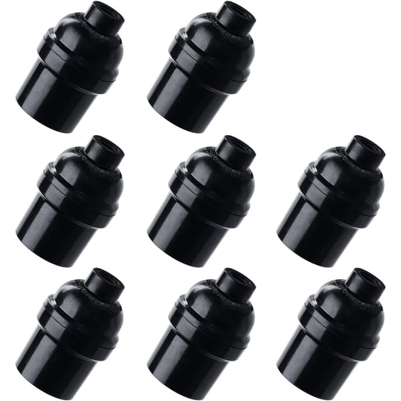 E26 E27 Light Socket,8-Pack Black Edison Retro Pendant lamp Holder, E26 E27 Plastic Standard Screw-in Socket Maximum Wattage 250W Heat Resistant Up to 200 Fire Resistant