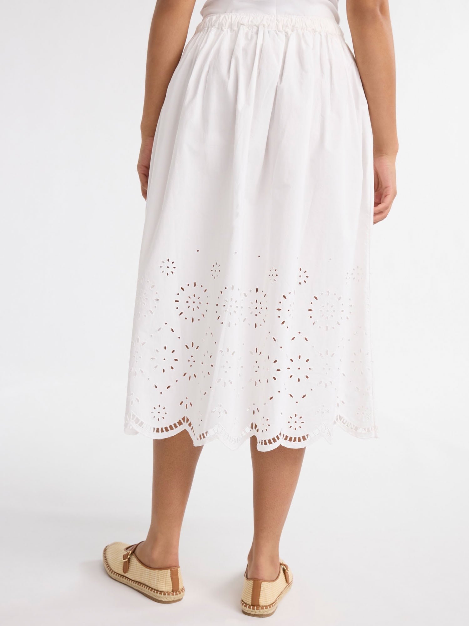 新品　Mary logo cotton skirt sizeS AM1384 SMOCKED PANELED MIDI SKIRT - WHITE | COS