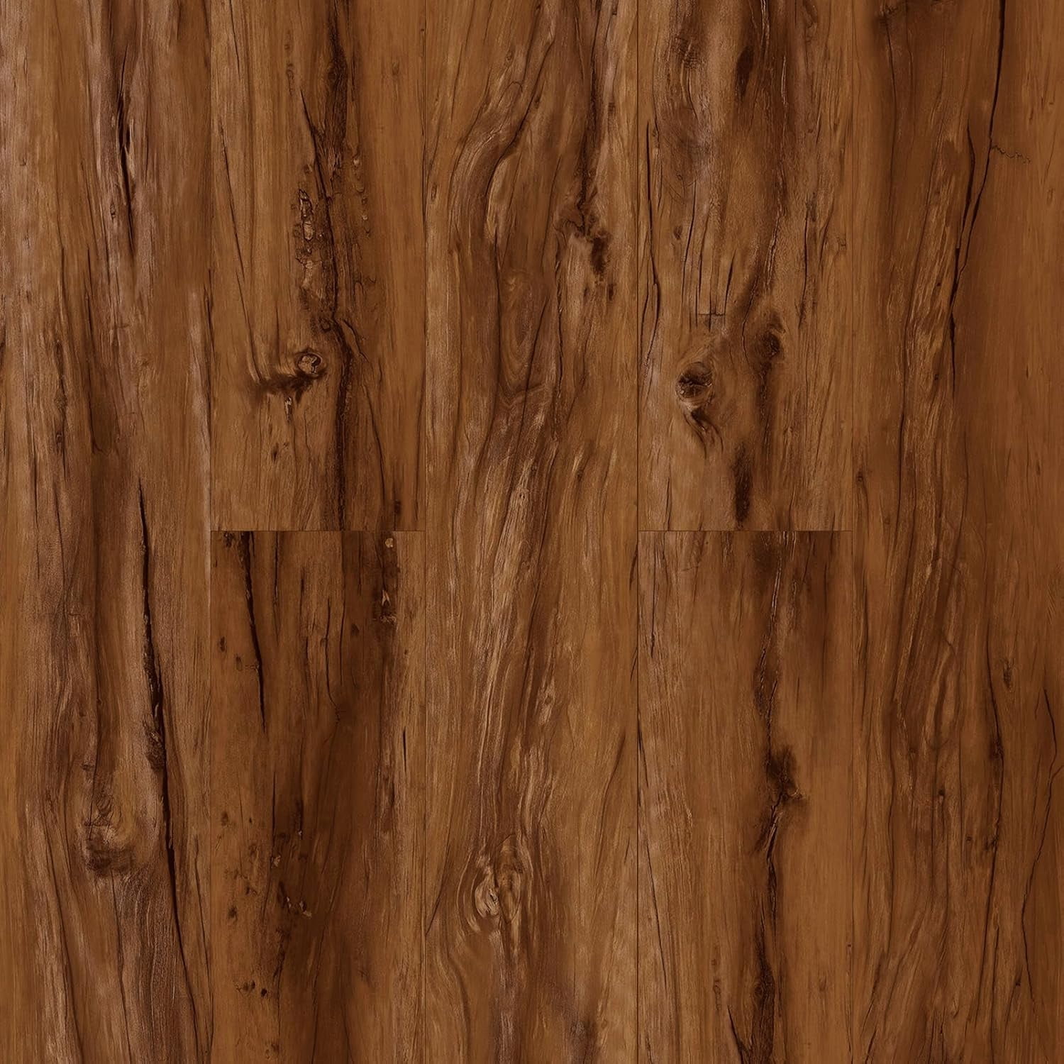 Peel and Stick Plank Flooring, 37-Pack (54 Sq.Ft) Luxury Vinyl Plank Flooring, Warm Brown, Self-Adhesive Flooring for Kitchen, Living Room, Bedroom, RV