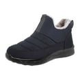 thumbnail image 3 of Rokment Orthopedic Winter Snow Boots for Women Seniors Cold Weather Lightweight Comfortable Warm Fuzzy Lined Nursing Walking Work Ankle Booties with Arch Support Dark Blue Size 8.5, 3 of 4