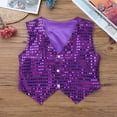 thumbnail image 3 of HULIJA Kids Boys Girls Shiny Party Vest Sequin Waistcoat Hip Hop Jazz Costumes Purple 13-14, 3 of 7