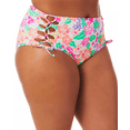 thumbnail image 2 of California Waves Women's Plus Hawaii Sunsets Lace Up Bikini Bottoms Swimsuit White Size 2X, 2 of 3