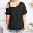 thumbnail image 4 of BUIgtTklOP Womens Tops For Summer Clearance Sleeve Casual T-Shirt Top Short Sleeve Skew Collar Blouses, 4 of 6