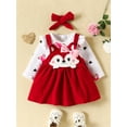 thumbnail image 3 of Wassery Baby Girls Autumn 3 Piece Clothes Outfits Long Sleeve Ruffle Romper Jumpsuit and Fox Print Suspender Skirt Headband Sets 3 6 9 12 18 Months Infant Birthday Princess Dress 0-18M, 3 of 9