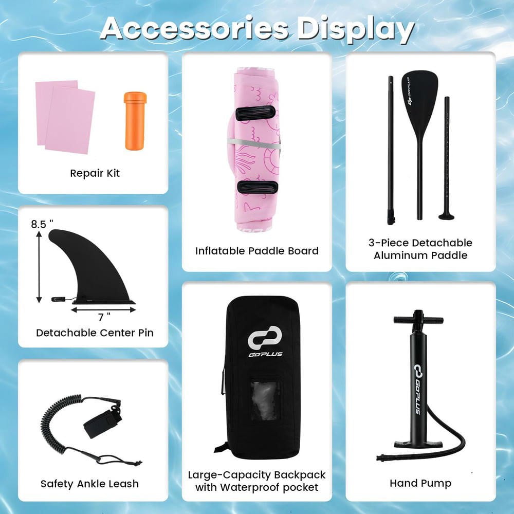 Resenkos Inflatable Stand Up Paddle Board (iSUP) with 3 Fins & Carry Backpack - Large