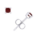 thumbnail image 1 of Real 1/3Ctw Princess Cut Ruby Stud Earrings 18k White Gold Prong Push Back AAA Quality, 1 of 1