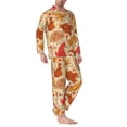 thumbnail image 2 of Naloa Autumn Animal Maple Leaves Men’s Pajamas Set - Long Sleeve Button Down Sleep Shirt and Pajama Bottoms Sleepwear Set-Medium, 2 of 7