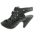 thumbnail image 3 of Top Moda Yucca-1 Women's Peep Toe Cut Out Sling Back Mid Heel Caged Sandals, 3 of 6
