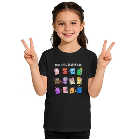 WMQPNNS Unisex Kids Graphic Tees Cute Printed Short Sleeve Crewneck Cotton Shirt Boys Girls Summer Tops Size 2-3 Years 2-Black