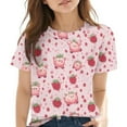 thumbnail image 2 of HVOBBTY T-Shirt Décontracté à Manches Courtes pour Tout-Petits, 3-14 Ans T-Shirt à Manches Courtes Col Rond pour Garçon Rose, 140, 2 of 5