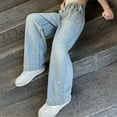 thumbnail image 5 of Ruyang Boys Girls Star Ripped Flare Denim Pants Baggy Elastic High Waist Distressed Applique 𝐘2K Hip Hop Fashion Jeans, 5 of 7