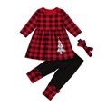 thumbnail image 1 of ITFABS Baby Long Sleeve Dress + Trousers, Elastic Cartoon Check Pattern, 1 of 9