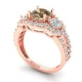 thumbnail image 2 of Three-Stone Engagement Ring for Women - 2.16ct Simulated Champagne Diamond in 14K Rose Gold Promise Ring, 2 of 6