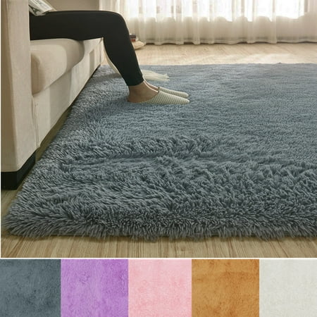soft fluffy floor rug anti-skid shag shaggy area rug bedroom dining room  carpet yoga mat child play mat
