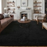 BERTHMEER 5'x8' Shag Area Rugs for Living Room Bedroom Fluffy Fuzzy Washable Rugs Modern Contemporary Soft Plush Indoor Carpets Rugs, Black