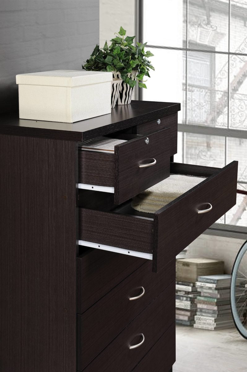 Hodedah 7 Drawer Dresser with Two Locks, Chocolate - Walmart.com