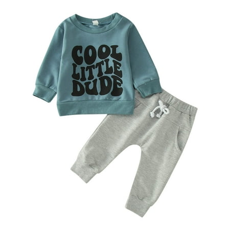 

Toddler Boys Outfit Sets Long Sleeve Letter Print T Shirt Pullover Tops Pants Outfits Fall Leisure Fashion Outfit 3M-3Y