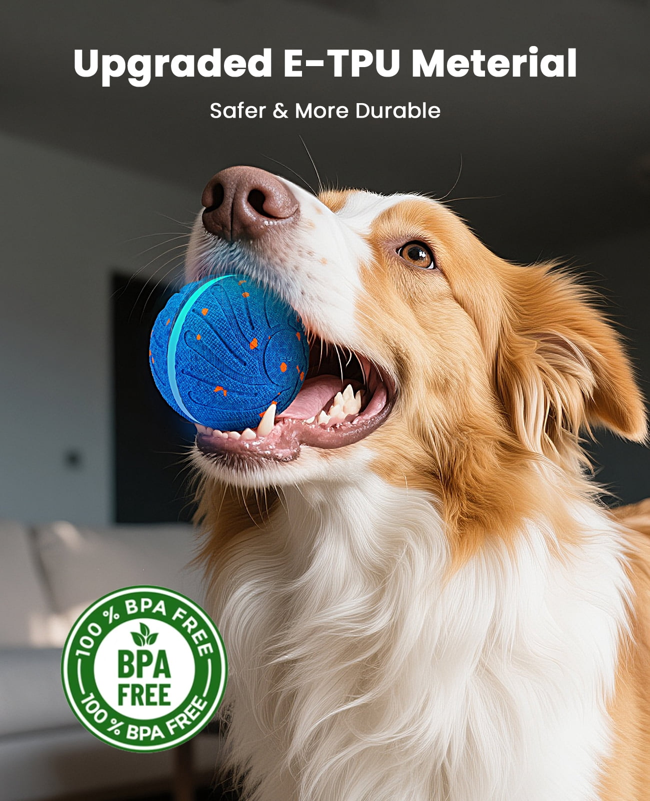 Xeuch Smart Interactive Dog Balls, Automatic Moving Ball for Medium and Large Dogs, ETPU New Material, Motion Activated Rolling & Rotating Bouncy Toy for Dog Enrichment & Stimulation, Blue