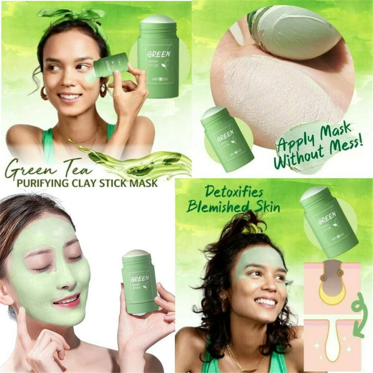  Sofia Green Tea Mask, Green Tea Purifying Clay Stick Tea Mask,  Detoxing & Toning Face Mask Stick, Facial Oil Control, Deep Cleansing Pores  Improving Skin, Suitable for All Skin Types