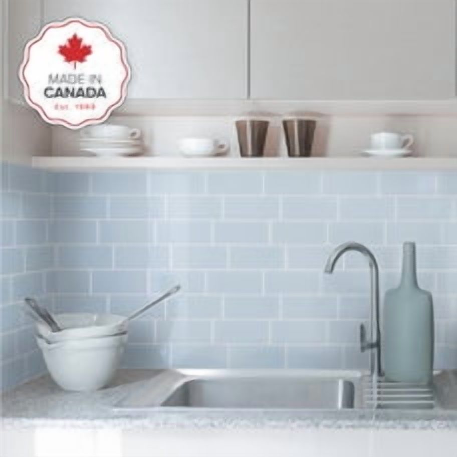 Smart Tiles Peel and Stick Backsplash, 5 Adhesive Tiles, Metro Blue, 11.55"x8.38"