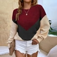 thumbnail image 2 of Women Winter Pullover Chunky Plaid Turtleneck Color Block Batwing Sleeve Knit Sweater Crewneck Knitted Pullover Sweater, 2 of 6