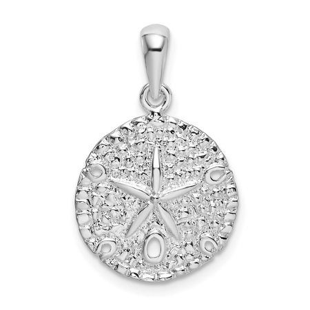 Diamond2Deal 925 Sterling Silver and Textured Sand Dollar Pendant for Women (L- 0.91 in)