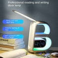thumbnail image 3 of Smart LED Table Lamp, 4-in-1 Wireless Charger, Night Light, Alarm Clock, and Bluetooth Speaker with App Control for Bedroom, Office, and Home Decor (Black), 3 of 5