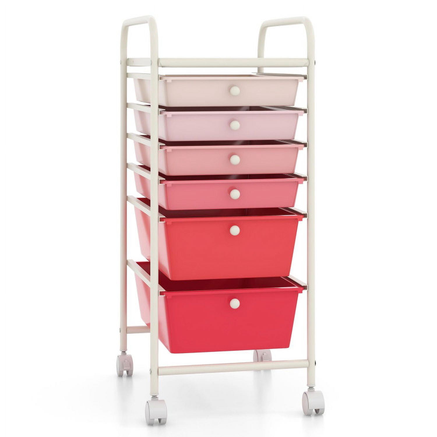 Resenkos Filing Cabinet Office Drawers, Office Storage Cabinet,6 Drawers Rolling Storage Cart Organizer-Pink