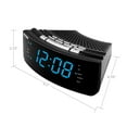 NELSONIC Digital AM/FM Clock Radio with Built in Aux Cord, Black with Blue LED Display