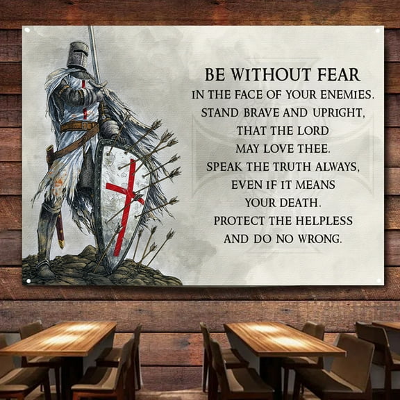 Knights Templar Banner Wall Hanging Flag Vintage Crusaders Armor Warrior Posters 38" x 57"