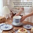 thumbnail image 4 of Onader 12 Piece Tableware Set, Rose Floral Dinnerware Set for 4, Ceramic Plates and Bowls Sets for Home Kitchen Restaurant, Scratch Resistant & Microwave Safe, Blue, 4 of 9